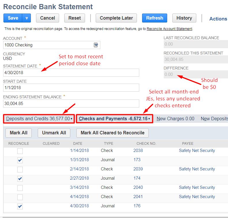 reconcile bank statement