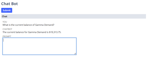 NetSuite chatbot returning the current balance of customer Gamma Demand from live data