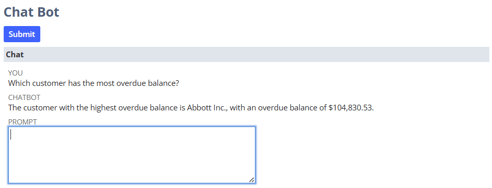 NetSuite chatbot identifying the customer with the highest overdue balance