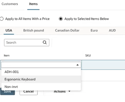 NetSuite 2026.1 Advanced Pricing Rules configuration — customer groups, items, and currency price levels