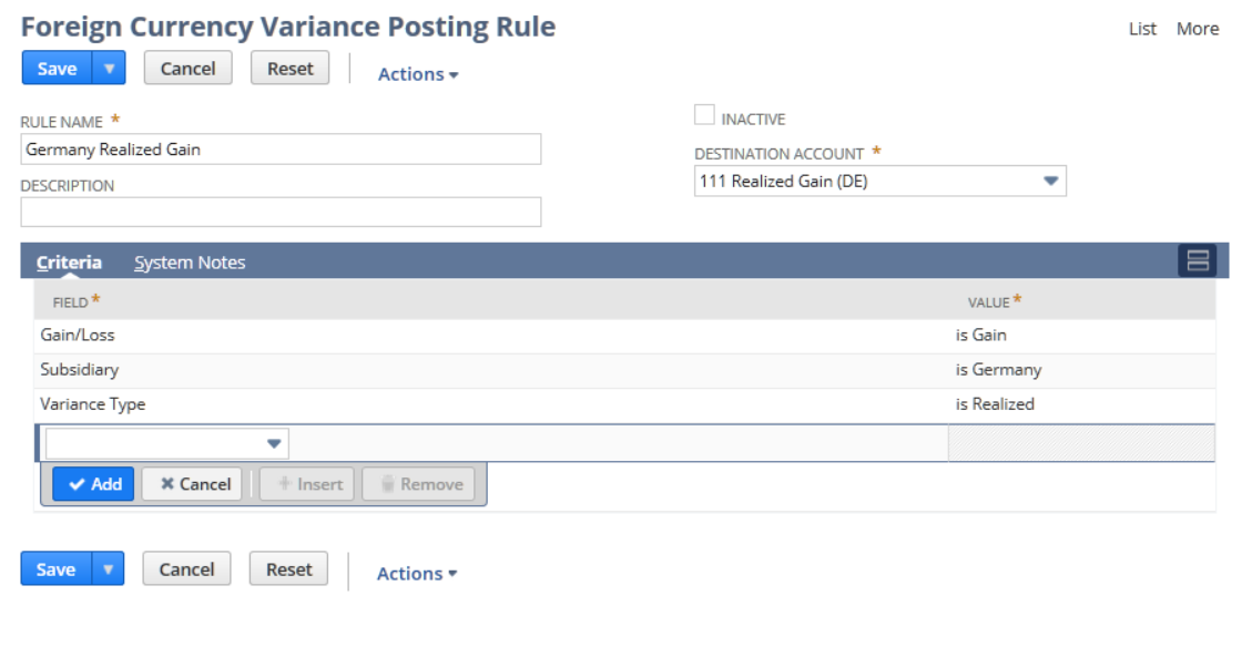 Foreign Currency Variance Posting Rule sending realized gains in Germany to a specific GL account